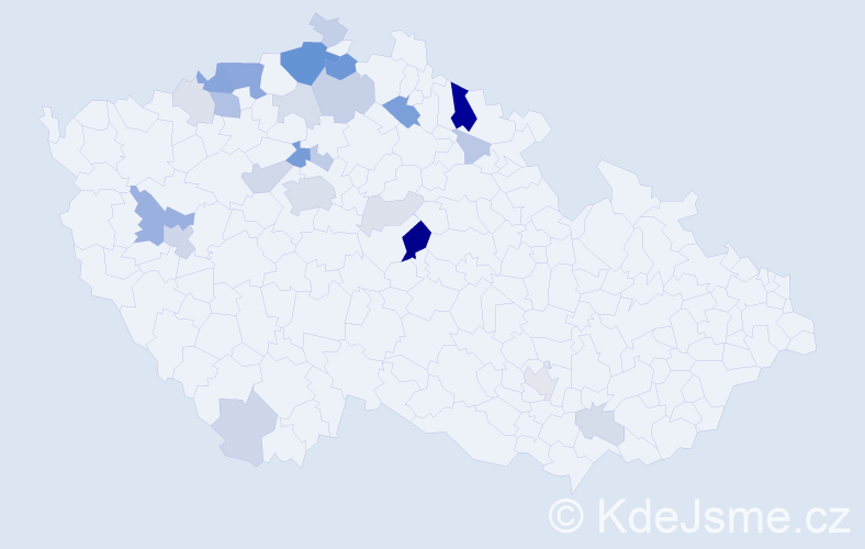 Příjmení: 'Chleborád', počet výskytů 77 v celé ČR
