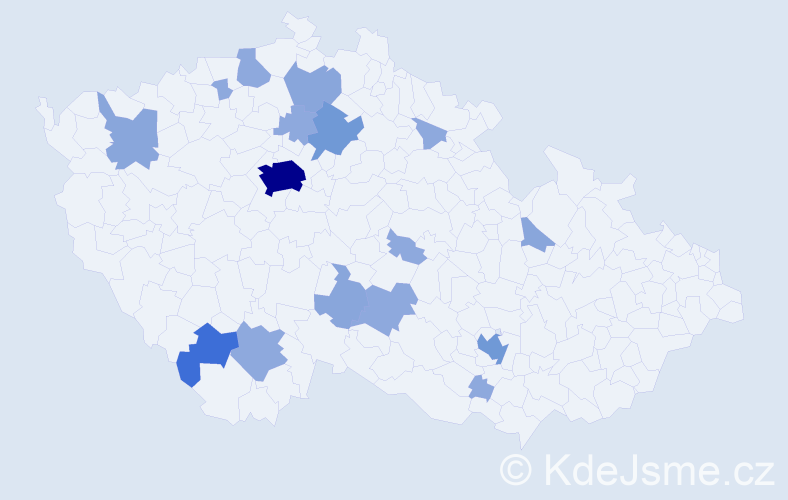 Příjmení: 'Cabajová', počet výskytů 36 v celé ČR