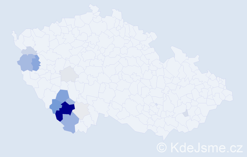 Příjmení: 'Markovcová', počet výskytů 41 v celé ČR