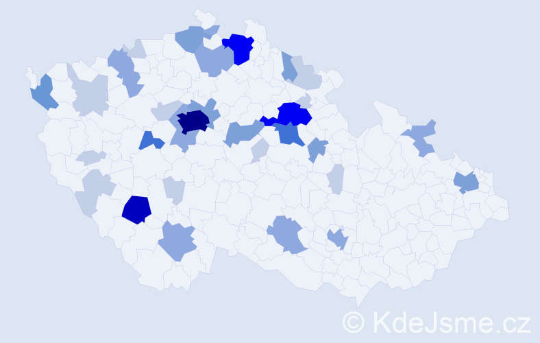 Příjmení: 'Pilnáček', počet výskytů 101 v celé ČR