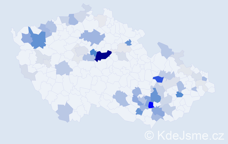 Příjmení: 'Čáslavová', počet výskytů 205 v celé ČR