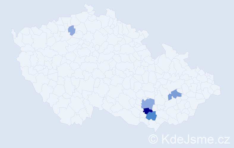 Příjmení: 'Vudková', počet výskytů 15 v celé ČR