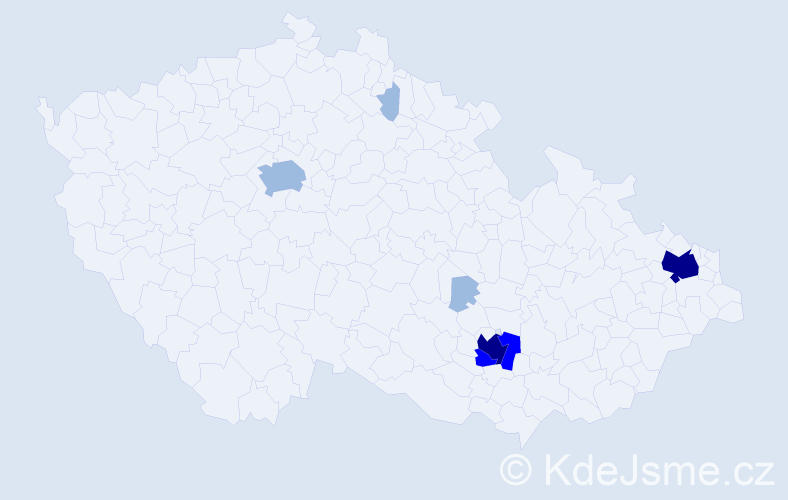 Příjmení: 'Vápeníčková', počet výskytů 14 v celé ČR