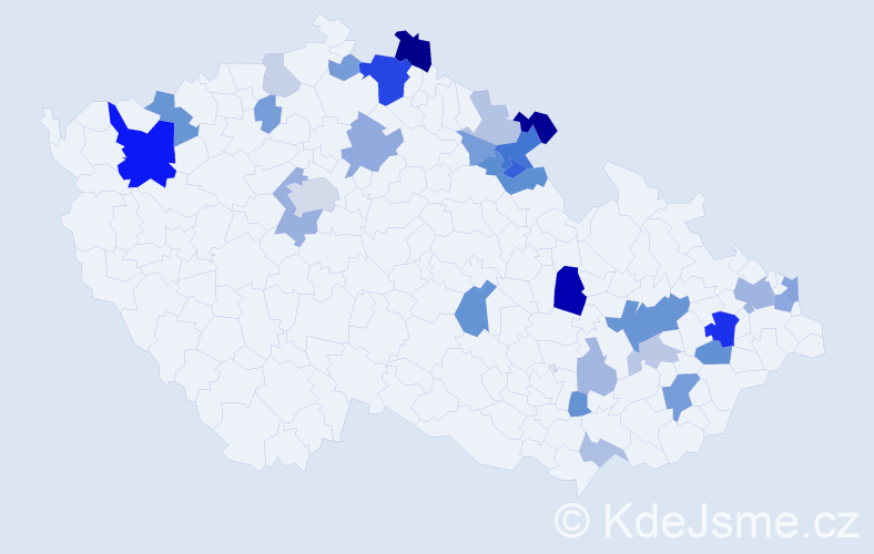 Příjmení: 'Hrnková', počet výskytů 74 v celé ČR