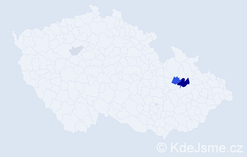 Příjmení: 'Vaverčáková', počet výskytů 9 v celé ČR