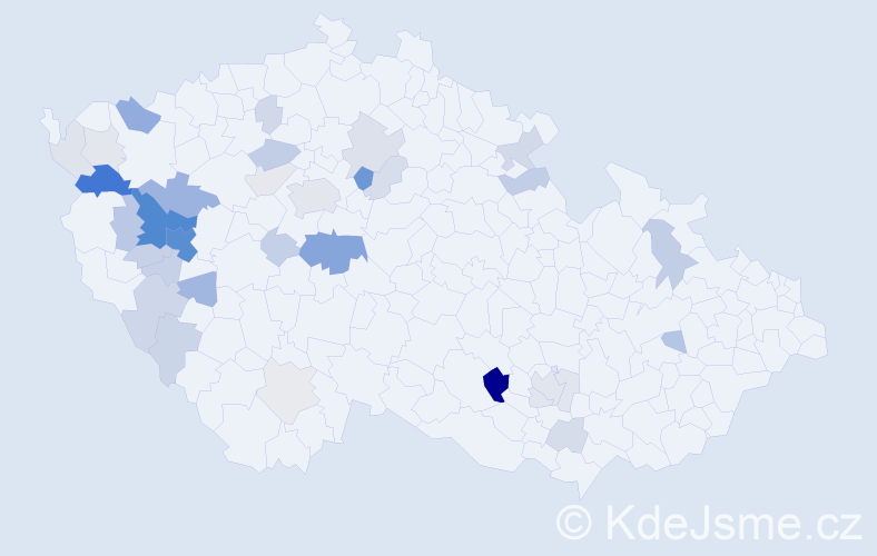 Příjmení: 'Čečilová', počet výskytů 111 v celé ČR
