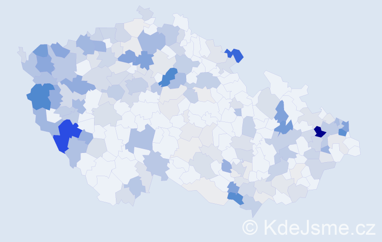 Příjmení: 'Kovács', počet výskytů 599 v celé ČR
