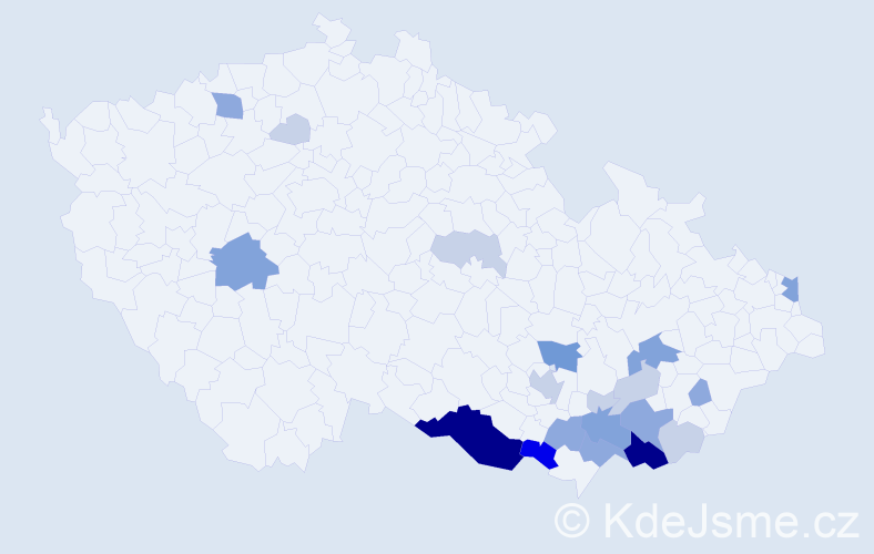 Příjmení: 'Bajková', počet výskytů 66 v celé ČR