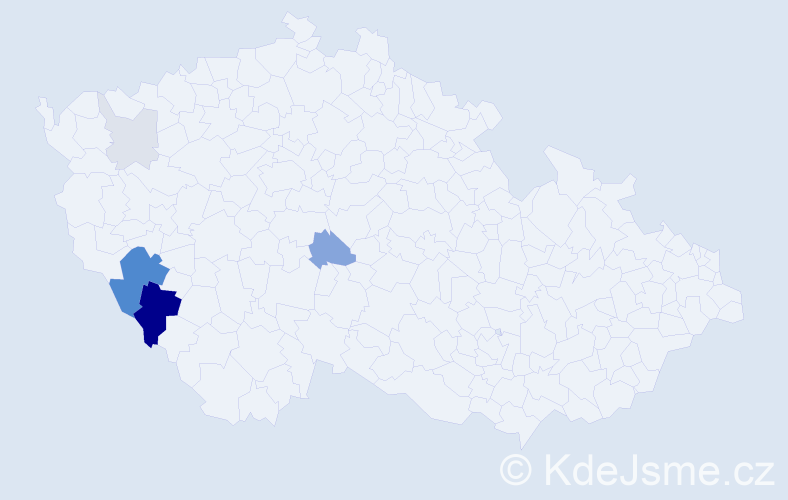 Příjmení: 'Blahouš', počet výskytů 19 v celé ČR