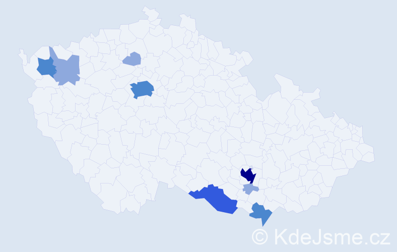Příjmení: 'Kodar', počet výskytů 17 v celé ČR