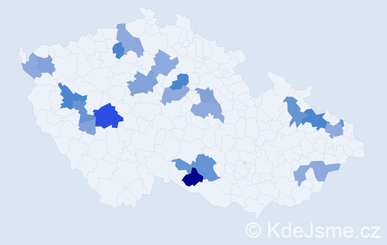 Příjmení: 'Noháčková', počet výskytů 66 v celé ČR