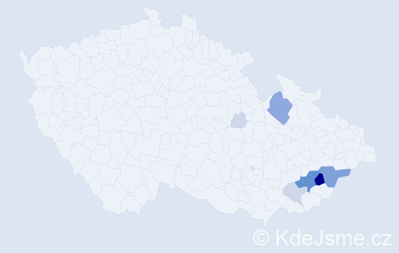 Příjmení: 'Kráčala', počet výskytů 36 v celé ČR