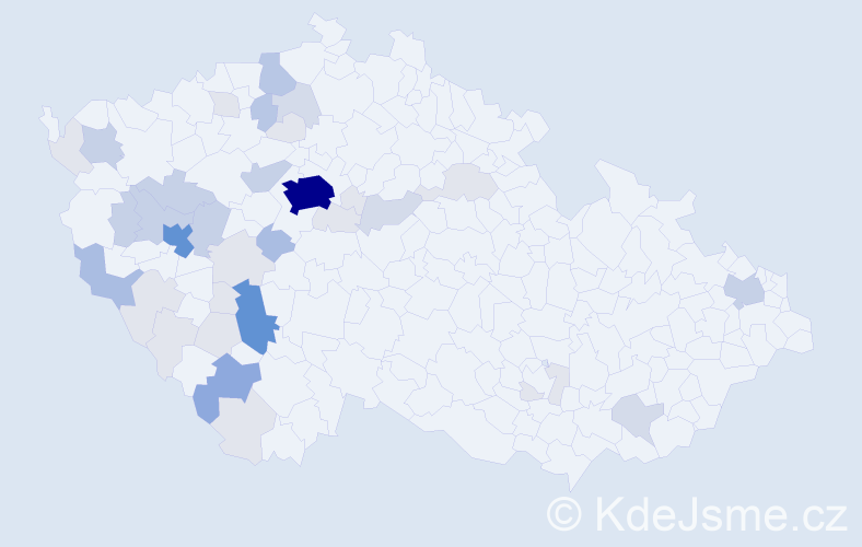 Příjmení: 'Hulešová', počet výskytů 128 v celé ČR
