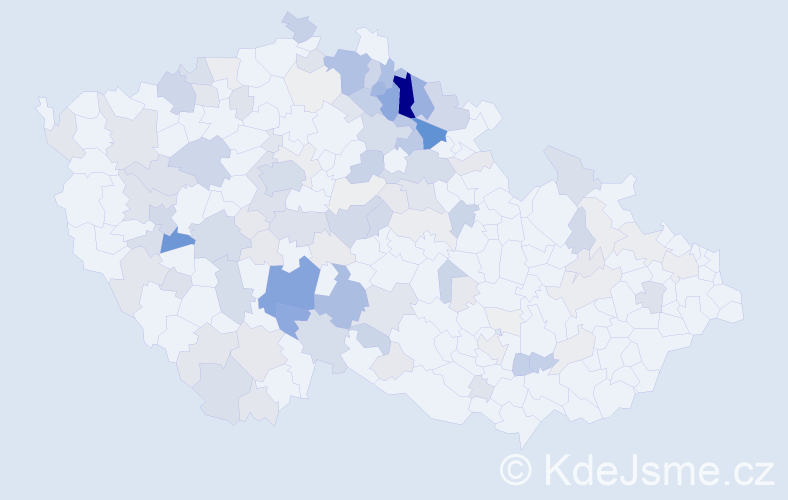 Příjmení: 'Hák', počet výskytů 522 v celé ČR