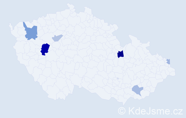 Příjmení: 'Tlacháčová', počet výskytů 11 v celé ČR
