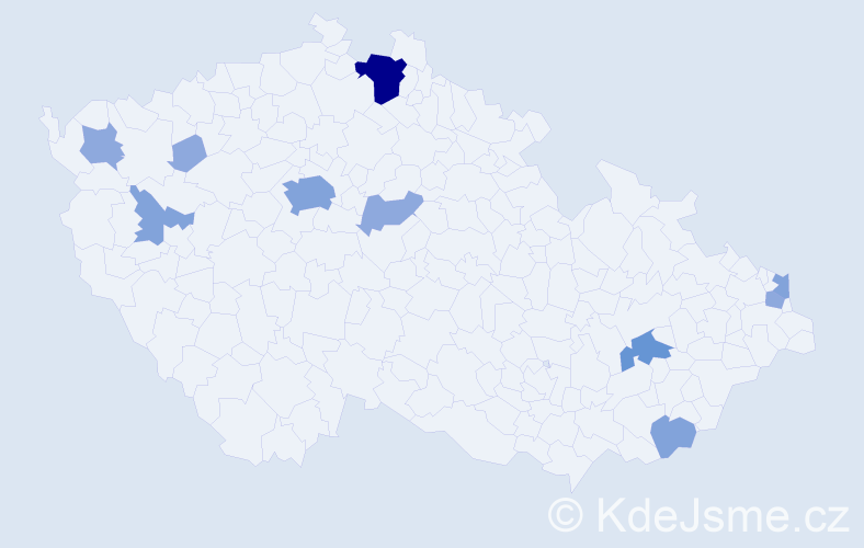 Příjmení: 'Tencerová', počet výskytů 23 v celé ČR