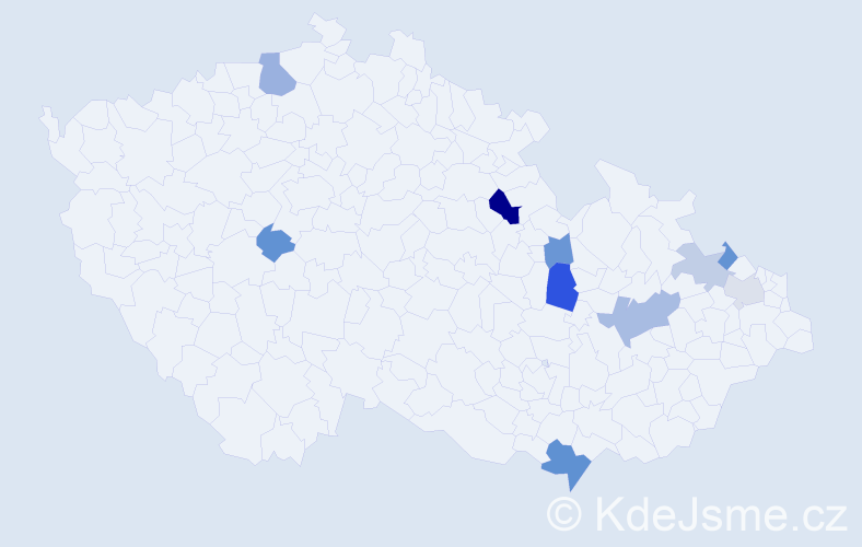 Příjmení: 'Csontos', počet výskytů 17 v celé ČR