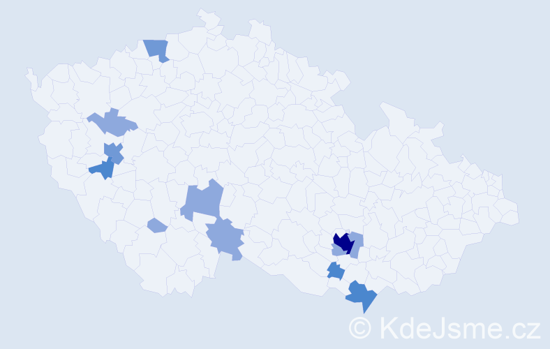 Příjmení: 'Pánovec', počet výskytů 24 v celé ČR