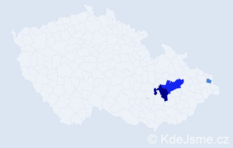 Příjmení: 'Kardohelyi', počet výskytů 5 v celé ČR
