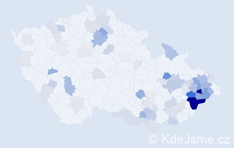 Příjmení: 'Kneblová', počet výskytů 332 v celé ČR