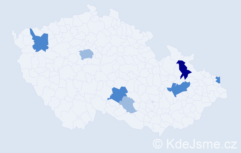 Příjmení: 'Dvorák', počet výskytů 14 v celé ČR