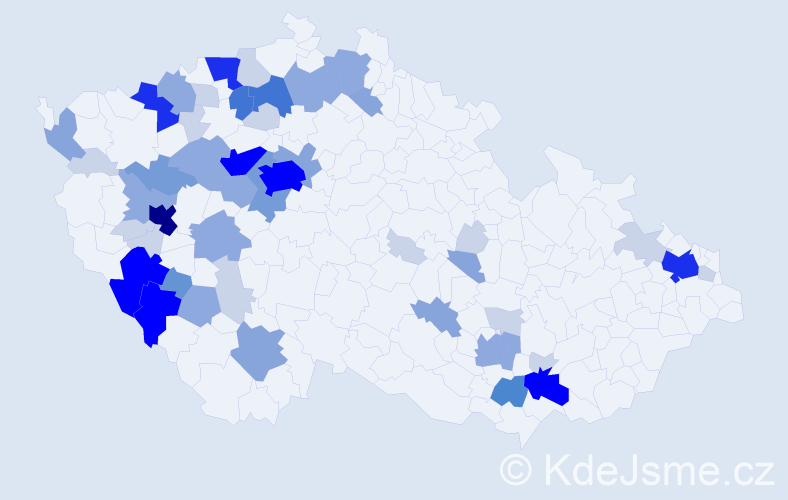 Příjmení: 'Ouda', počet výskytů 175 v celé ČR