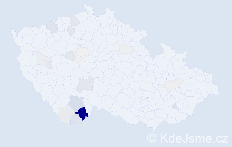 Příjmení: 'Frdlíková', počet výskytů 62 v celé ČR