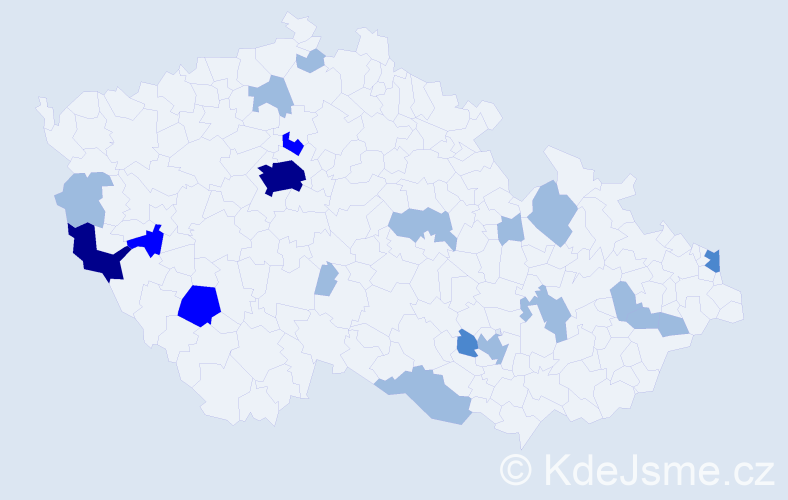 Příjmení: 'Kureková', počet výskytů 34 v celé ČR