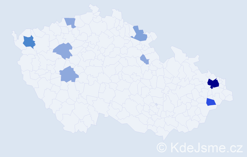 Příjmení: 'Dubaj', počet výskytů 23 v celé ČR