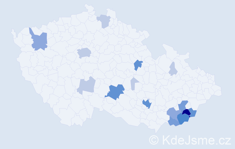 Příjmení: 'Bublák', počet výskytů 46 v celé ČR