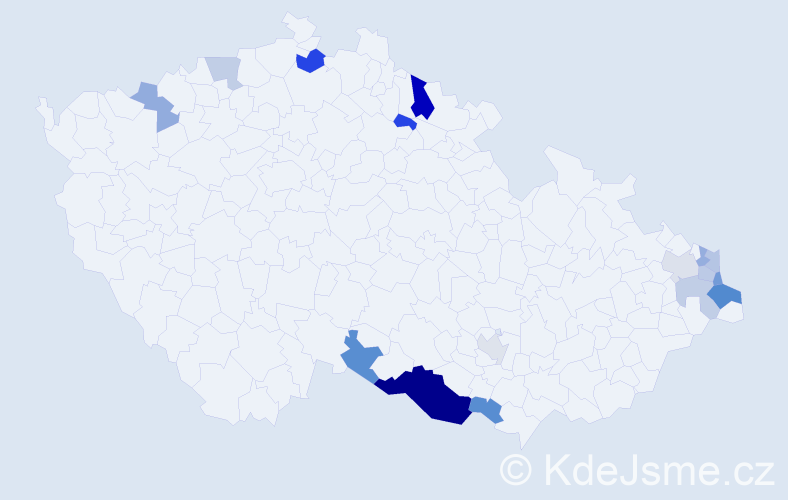 Příjmení: 'Swobodová', počet výskytů 29 v celé ČR
