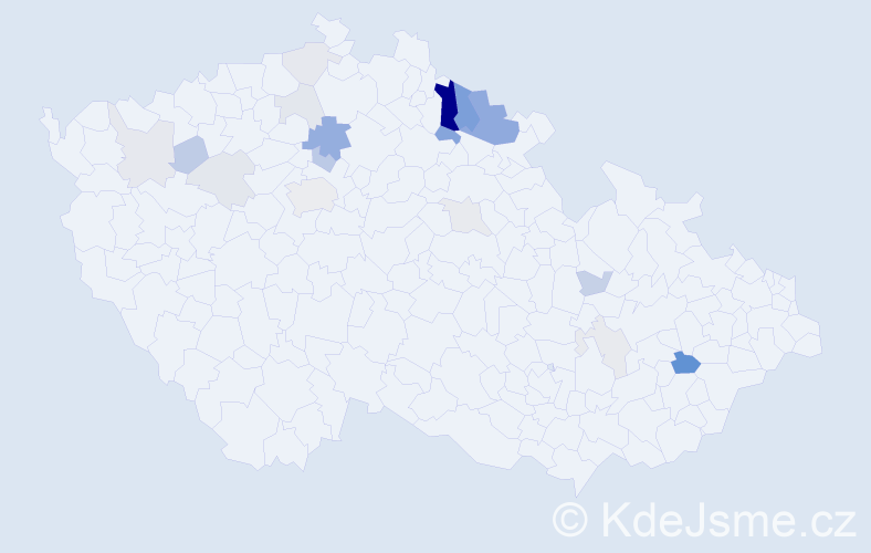 Příjmení: 'Mejvaldová', počet výskytů 54 v celé ČR