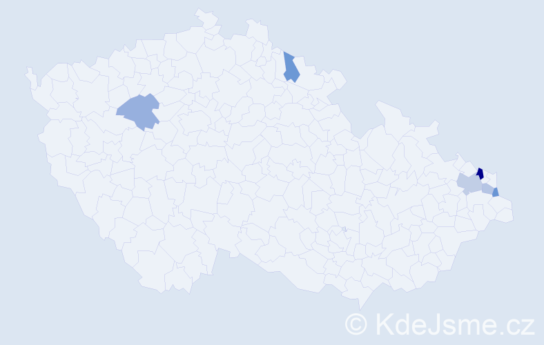 Příjmení: 'Korhel', počet výskytů 9 v celé ČR