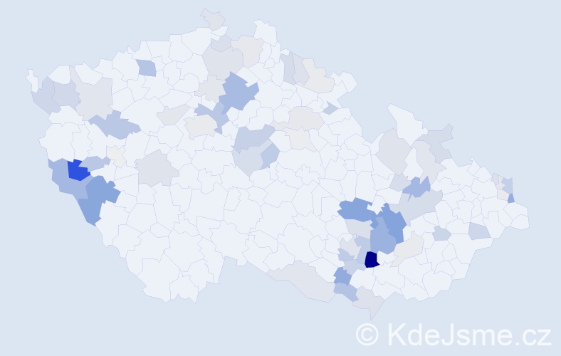 Příjmení: 'Piták', počet výskytů 199 v celé ČR