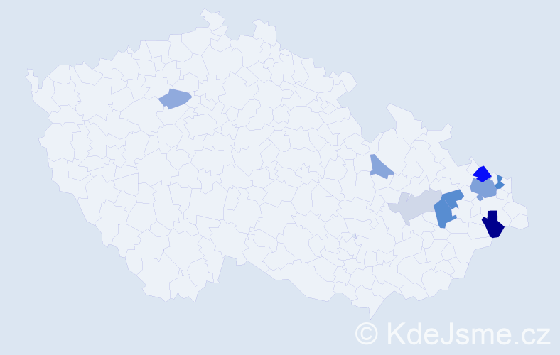 Příjmení: 'Platek', počet výskytů 23 v celé ČR