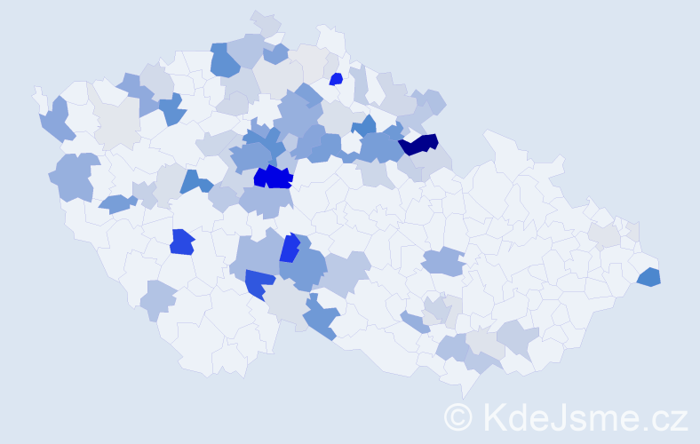 Příjmení: 'Rathouský', počet výskytů 327 v celé ČR