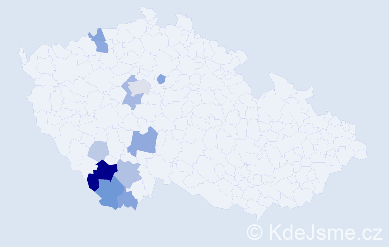 Příjmení: 'Hopfingerová', počet výskytů 33 v celé ČR