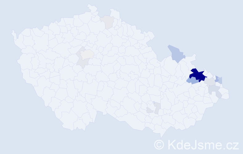 Příjmení: 'Hynar', počet výskytů 54 v celé ČR