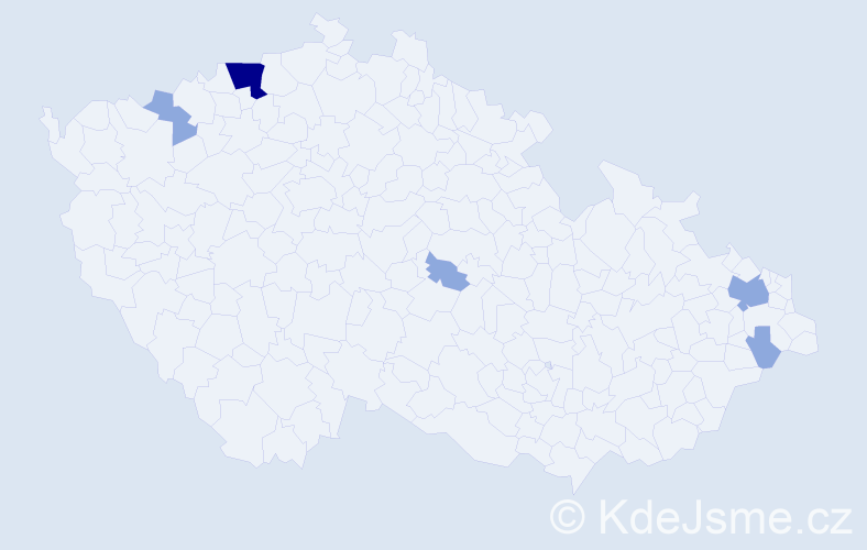 Příjmení: 'Tilzová', počet výskytů 12 v celé ČR