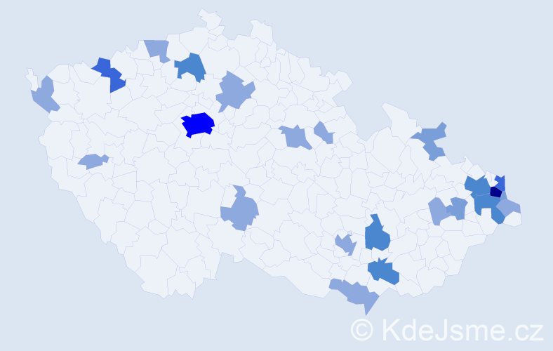 Příjmení: 'Holka', počet výskytů 53 v celé ČR