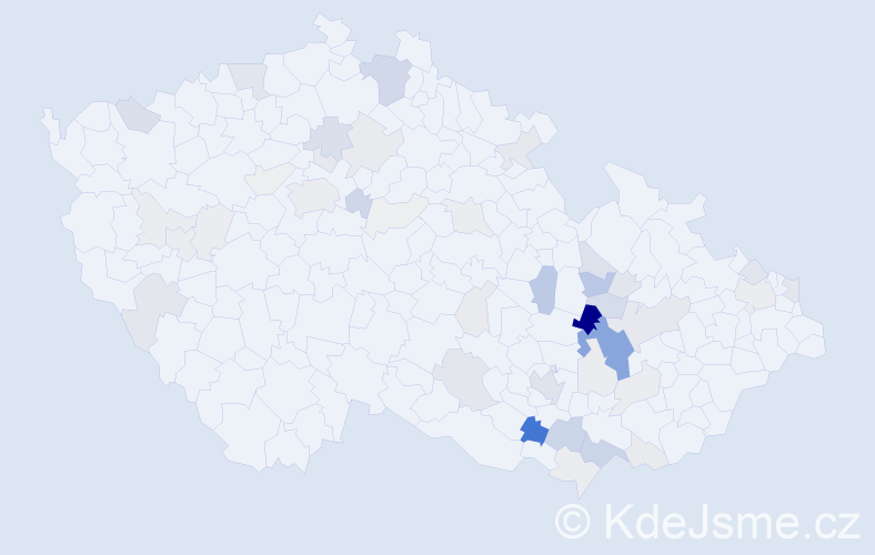 Příjmení: 'Kýr', počet výskytů 159 v celé ČR