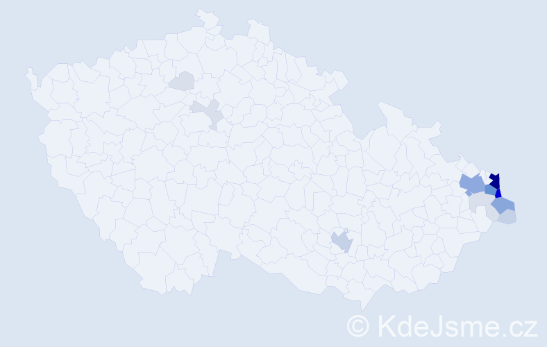Příjmení: 'Morawiec', počet výskytů 68 v celé ČR