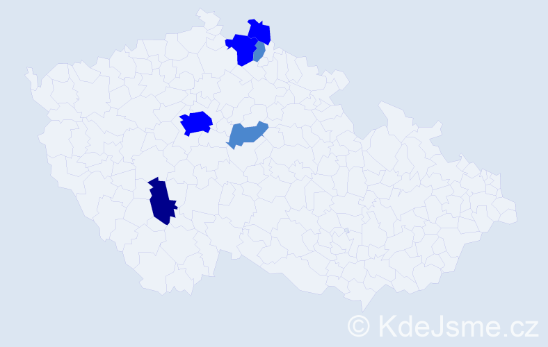 Příjmení: 'Kouďová', počet výskytů 11 v celé ČR