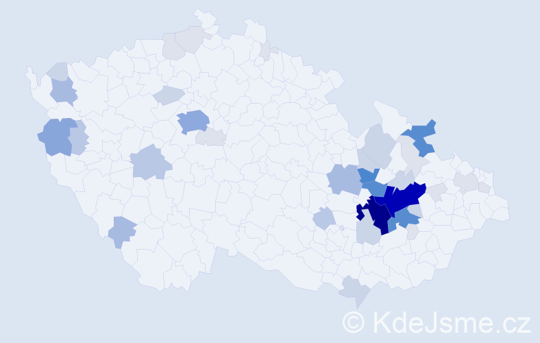 Příjmení: 'Zacpal', počet výskytů 162 v celé ČR