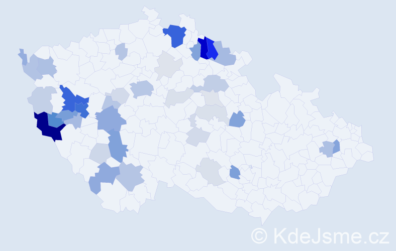 Příjmení: 'Koptíková', počet výskytů 148 v celé ČR