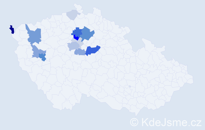 Příjmení: 'Čákorová', počet výskytů 58 v celé ČR