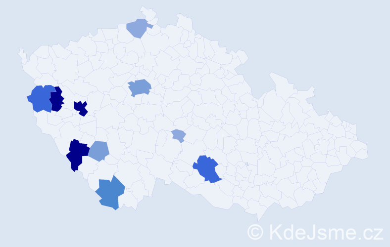 Příjmení: 'Pendl', počet výskytů 38 v celé ČR