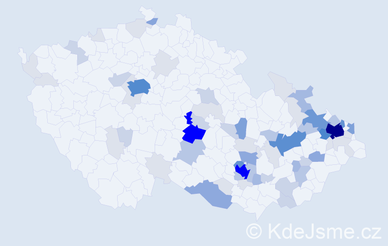 Příjmení: 'Kudla', počet výskytů 235 v celé ČR