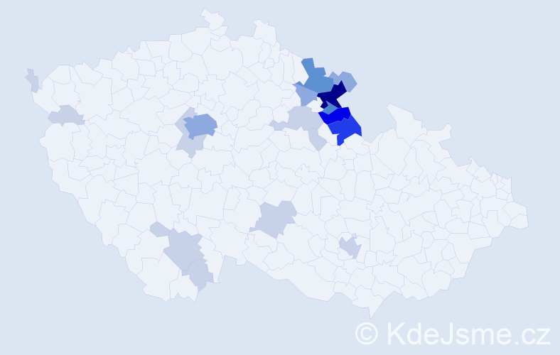 Příjmení: 'Effenberková', počet výskytů 57 v celé ČR
