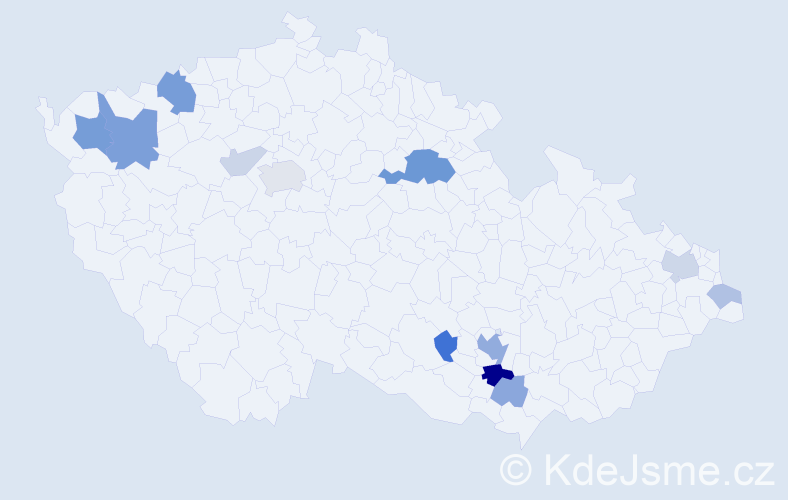 Příjmení: 'Moder', počet výskytů 33 v celé ČR